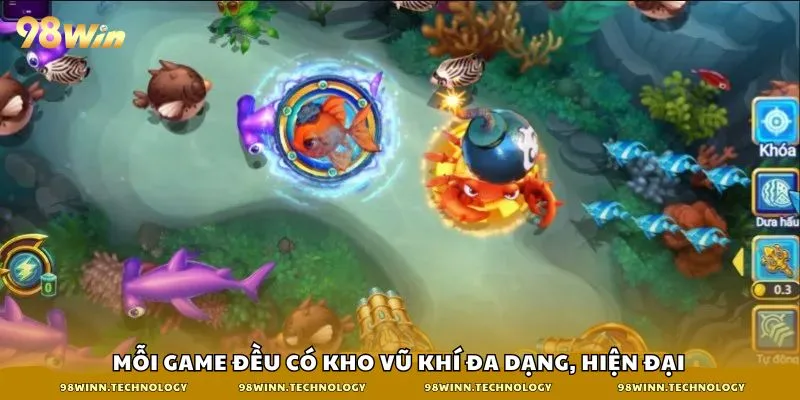 Mỗi game đều có kho vũ khí đa dạng, hiện đại